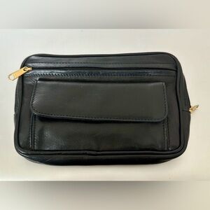 Cole Haan Brown Black Leather Zip Crossbody Waist Belt Bag